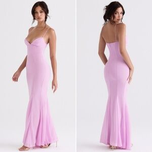 NEW House of CB Loren Pink Maxi Dress Large with Plus Cup